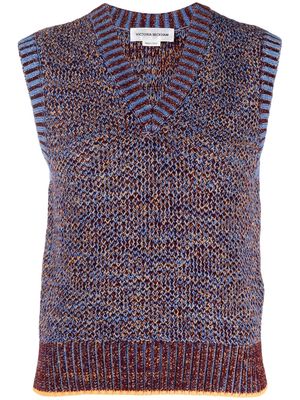Victoria Beckham V-neck wool-blend sweater vest - Blue
