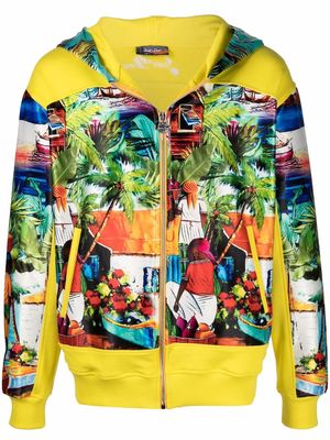 Just Don graphic-print hooded jacket - Yellow
