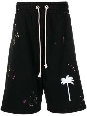 Palm Angels palm paint splatter drawstring shorts - Black