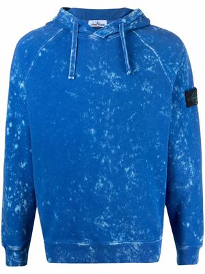 Stone Island bleached-effect cotton hoodie - Blue
