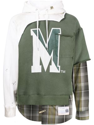 Maison Mihara Yasuhiro panelled drawstring hoodie - Green