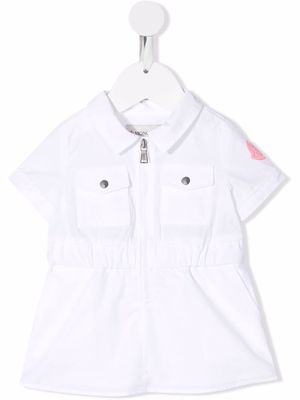 Moncler Enfant logo-patch zip-up dress - White