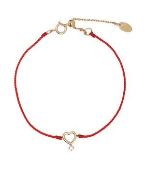 Ruifier 18kt yellow gold Scintilla Amore Heart diamond cord bracelet - Red