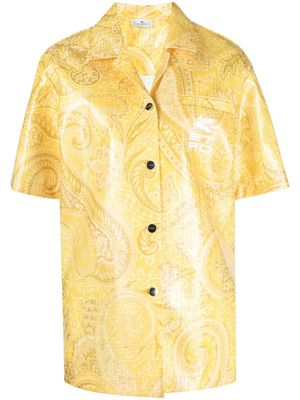 ETRO logo-print paisley short-sleeve shirt jacket - Yellow