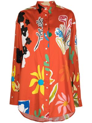 Monse floral-print slit-sleeve shirt - Orange