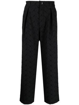 Sasquatchfabrix. floral-embroidery drop-crotch trousers - Black