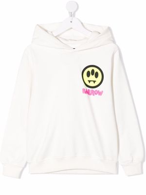 Barrow kids logo-print cotton hoodie - White