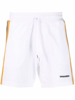 Dsquared2 striped-edge cotton track shorts - White