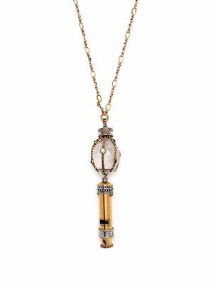 Alexander McQueen crystal tube pendant necklace - Gold