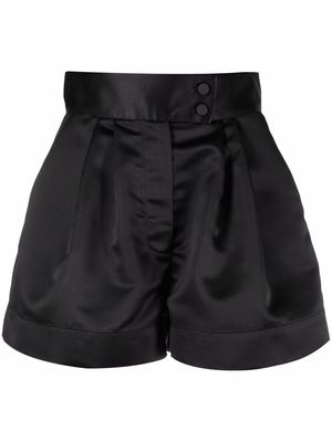Styland high-waisted satin shorts - Black