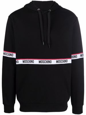 Moschino logo-tape drawstring hoodie - Black