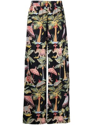 RED Valentino Elephant print high-waisted trousers - Black
