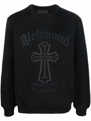 John Richmond logo-print cross-embellished sweatshirt - Black