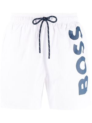 BOSS logo-print swim shorts - White