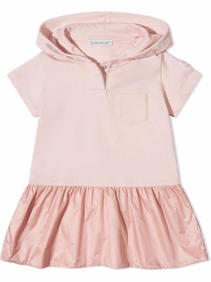 Moncler Enfant hooded ruffle-trim cotton dress - Pink
