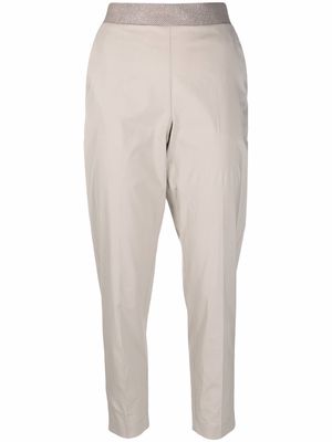 Le Tricot Perugia contrast-waist tapered trousers - Neutrals