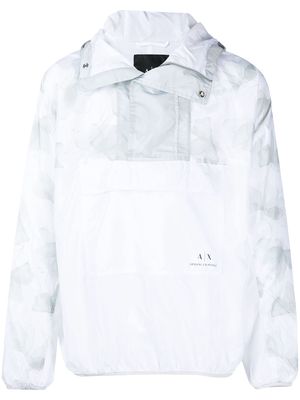 Armani Exchange motif-print hooded anorak jacket - White