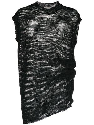 Yohji Yamamoto asymmetric knitted vest - Black