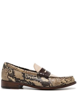 PAUL SMITH snakeskin-effect leather loafers - Brown
