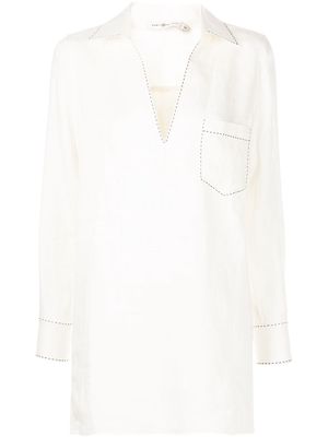 Tory Burch embroidered linen shirt - White