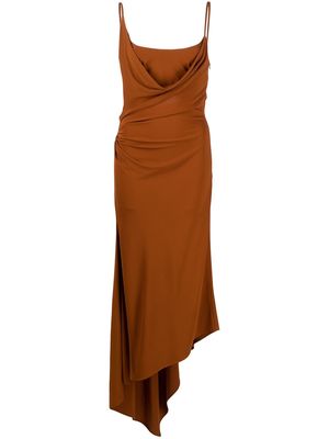 Monse draped-detail asymmetric dress - Orange