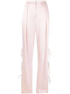 Act N°1 bow-detail satin-finish trousers - Pink