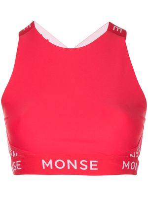 Monse logo-print halterneck sports top - Orange