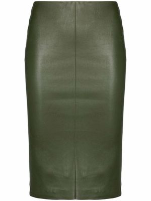 Drome high-waisted leather pencil skirt - Green
