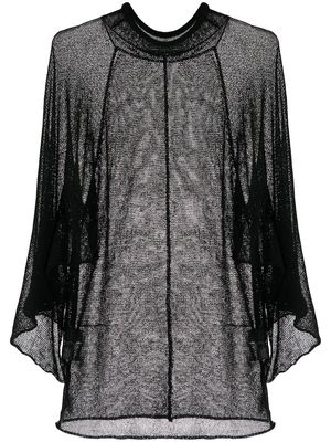 Yohji Yamamoto slit-sleeve fine-knit top - Black
