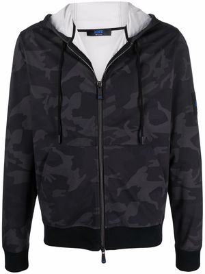 Kiton zip-through camouflage-print jacket - Black