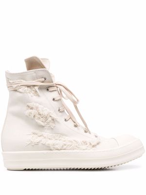 Rick Owens DRKSHDW distressed-effect high-top sneakers - White