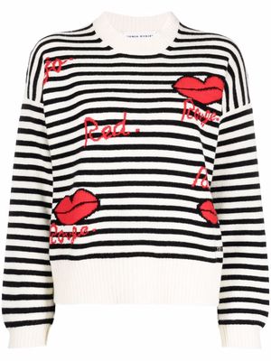 SONIA RYKIEL striped heart-knit jumper - Black