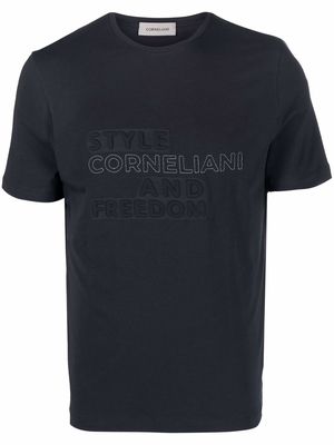 Corneliani slogan-embossed logo T-shirt - Blue