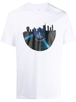 Armani Exchange graphic logo-print T-shirt - White