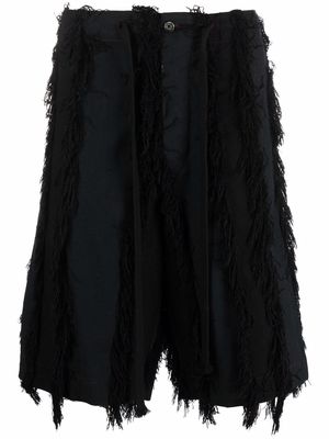 Uma Wang frayed-detail tailored shorts - Black