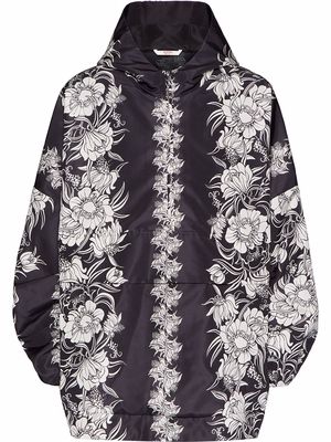 Valentino graphic-print hooded jacket - Black