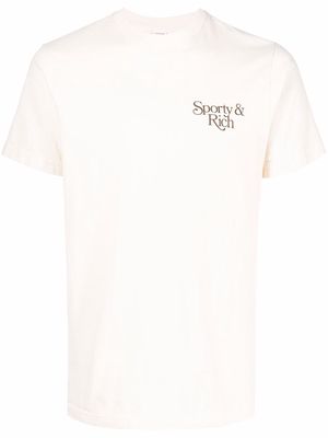 Sporty & Rich logo-print cotton T-shirt - Neutrals