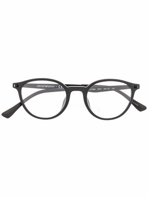 Emporio Armani matte round-frame glasses - Black