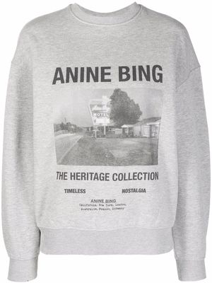 ANINE BING logo-print cotton-blend sweatshirt - Grey