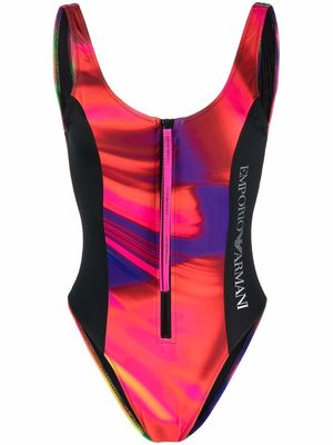 Emporio Armani Northern Light scoop-back swimsuit - Red