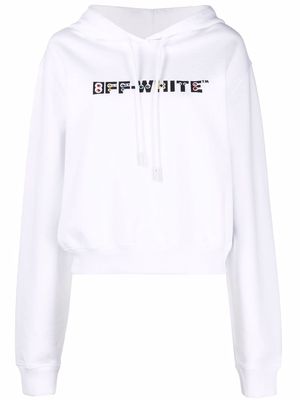 Off-White rhinestone-embellished logo hoodie