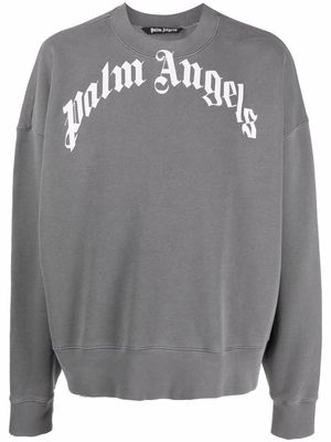 Palm Angels logo-print cotton sweatshirt - Grey