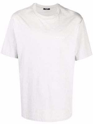 Balmain flocked logo-print T-shirt - Grey
