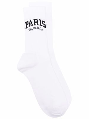 Balenciaga Paris-jacquard tennis socks - White