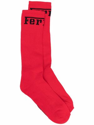 Ferrari logo-print socks - Red