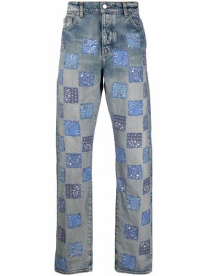 AMIRI patchwork wide-leg jeans - Blue