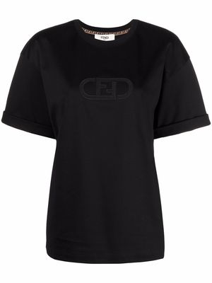 Fendi logo-embroidered cotton T-shirt - Black