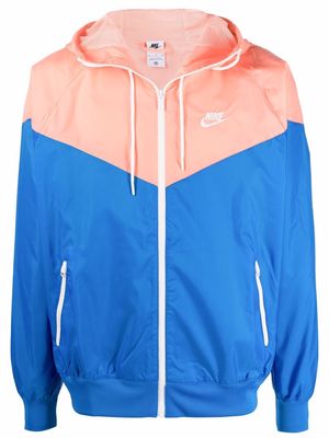 Nike embroidered-logo zip-up hooded jacket - Blue