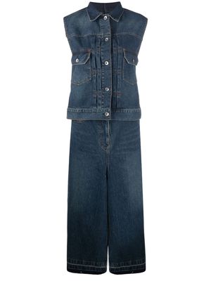 sacai open-back denim vest - Blue