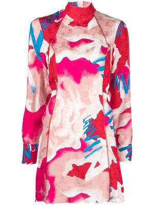 LANVIN abstract logo-print mini dress - Pink